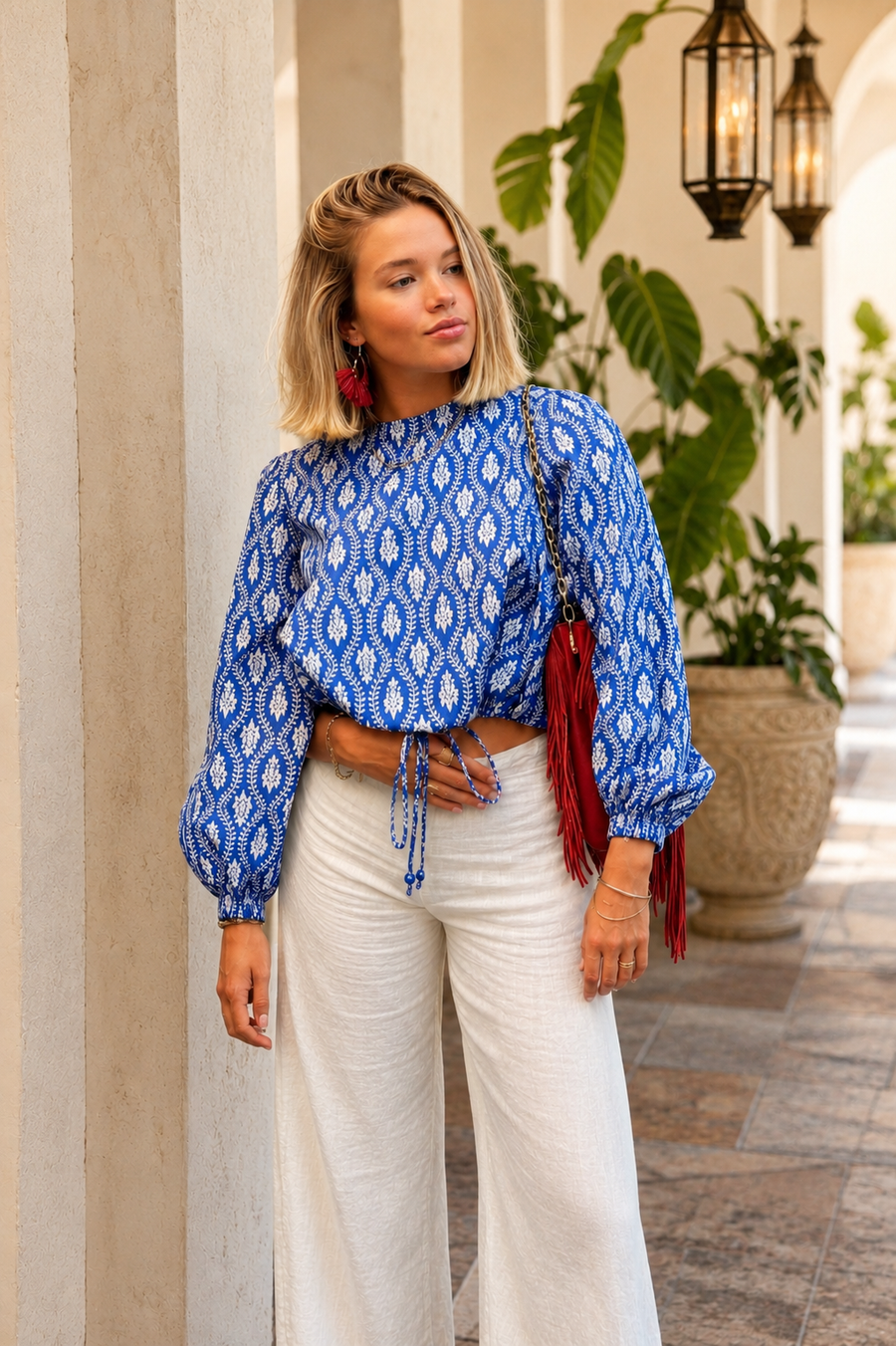 Blouse Bleue Imprimée — Chic d’Été