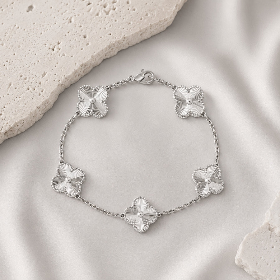 Bracelet Jardin Argenté à Cinq Fleurs