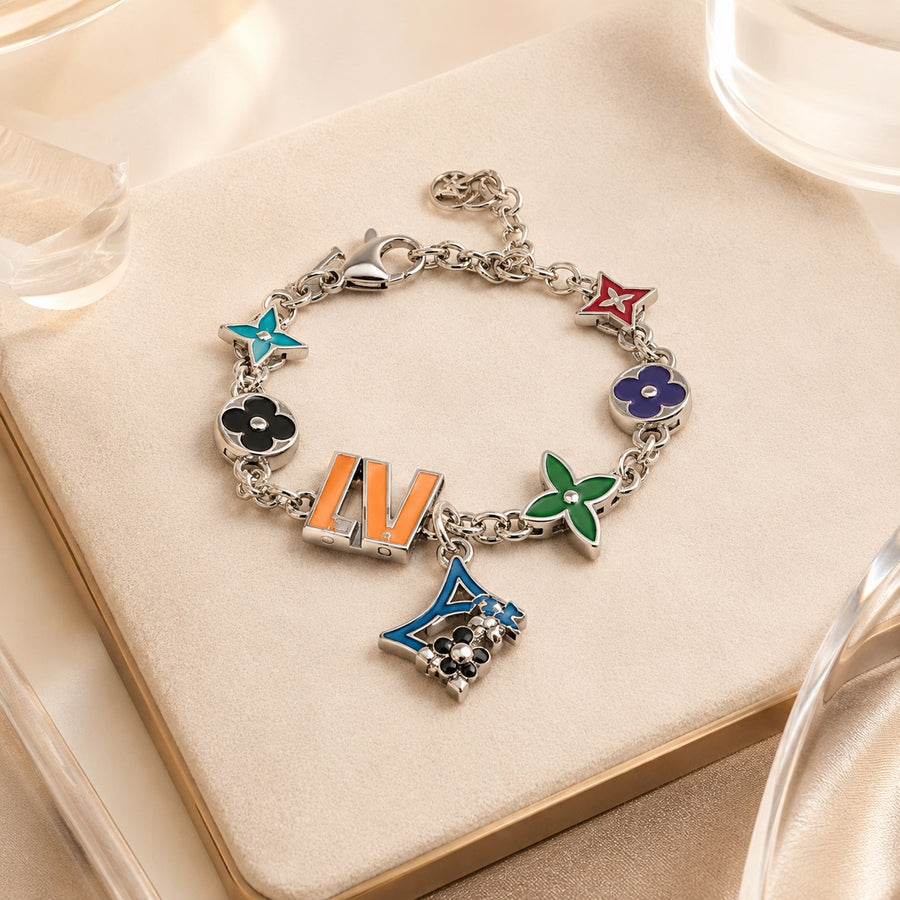 Bracelet Charms Colorés Argenté