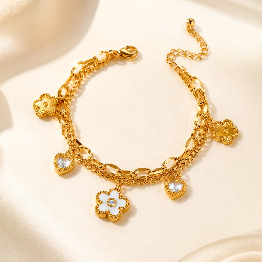 Bracelet Charms Dorés Éclat Floral