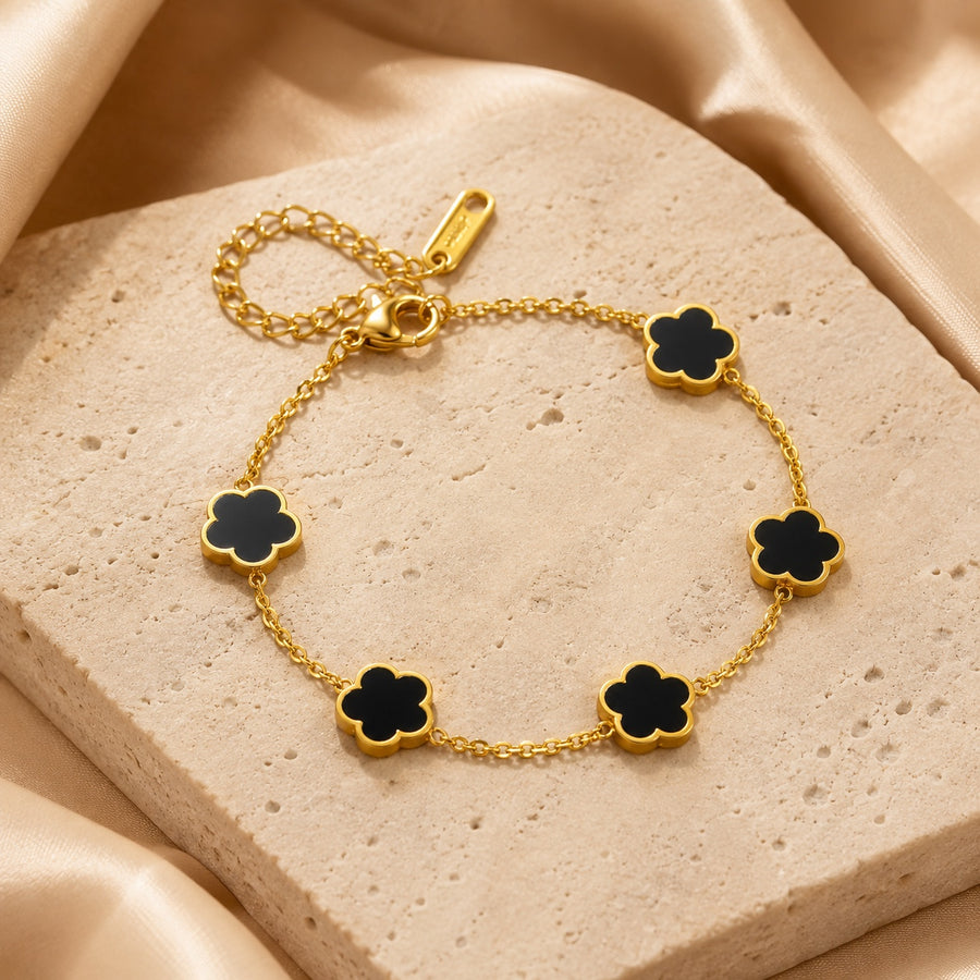 Bracelet Flora Onyx Doré