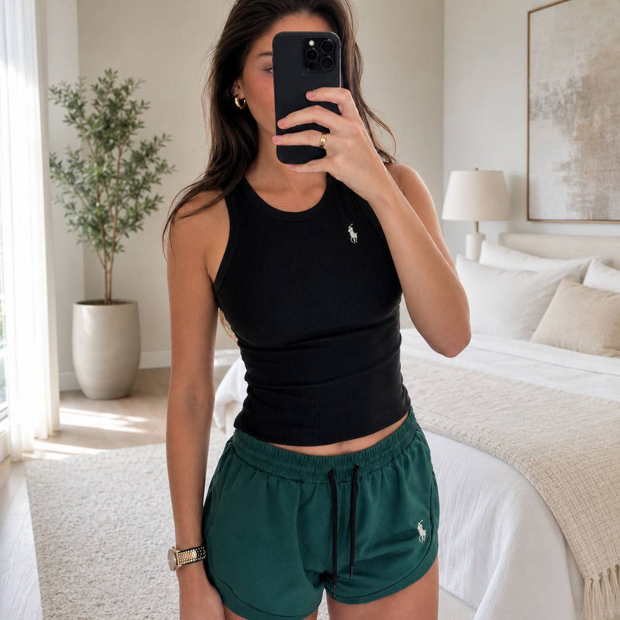 Ensemble Femme Ralph Lauren 2 Pièces – Débardeur Côtelé & Short Taille Élastique