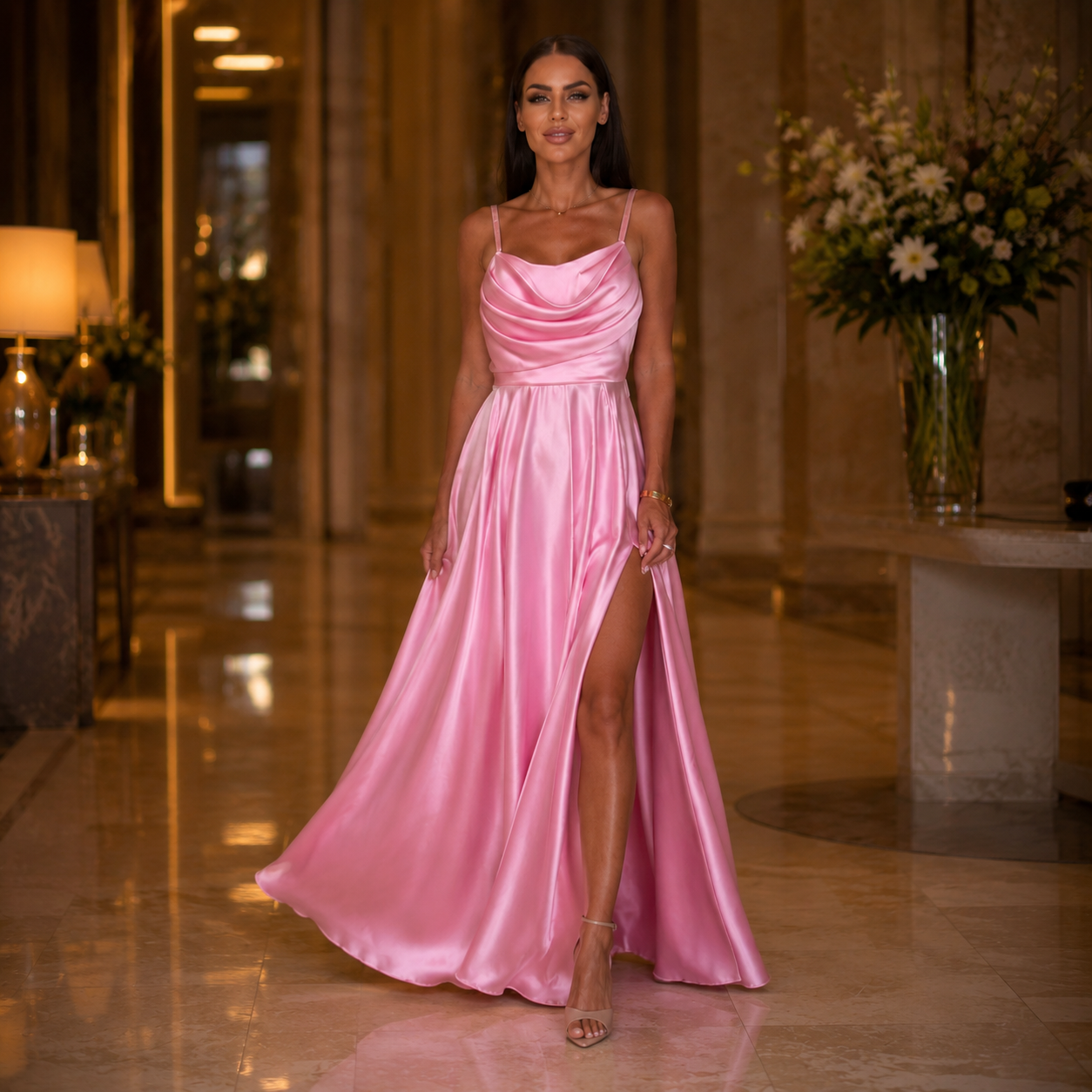 Tenue femme été 2026 avec robe satin rose élégante – Mademoiselle Saison