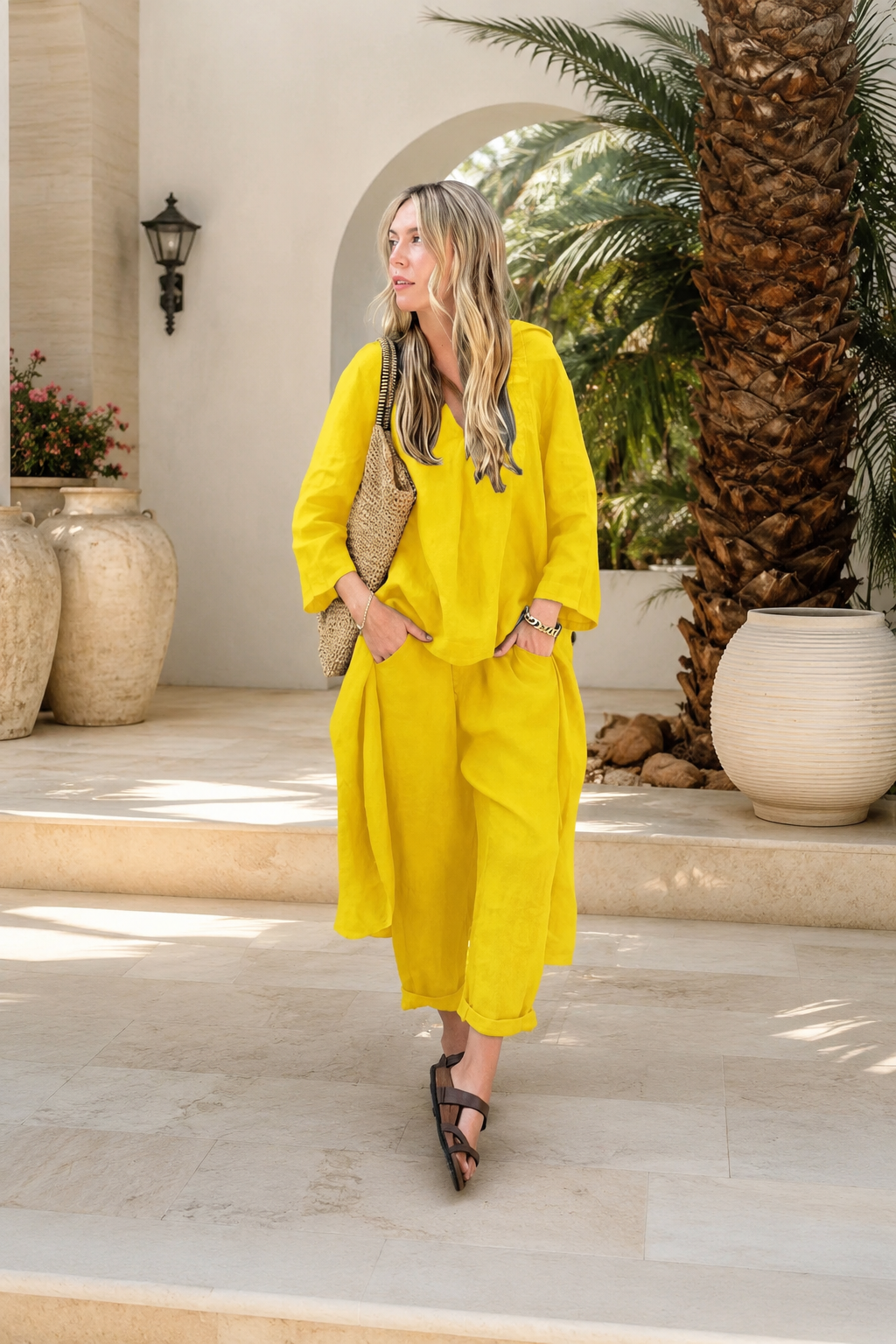 👑 Ensemble Deux Pièces Jaune Femme – Solène
