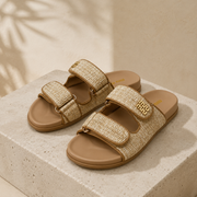 Sandales Miu Miu Raffia Beige – Claquettes Luxe à Double Bride