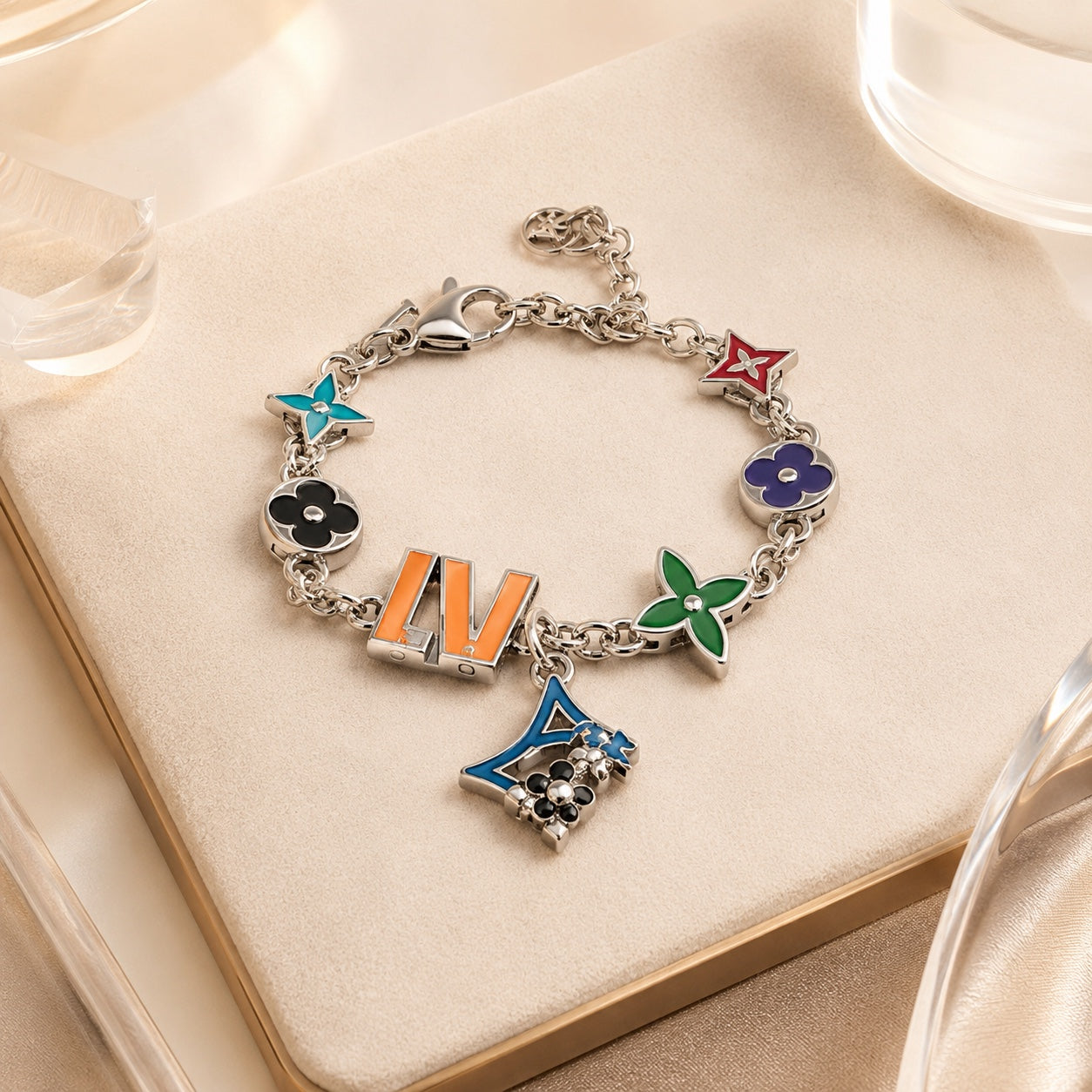Bracelet Charms Colorés Argenté