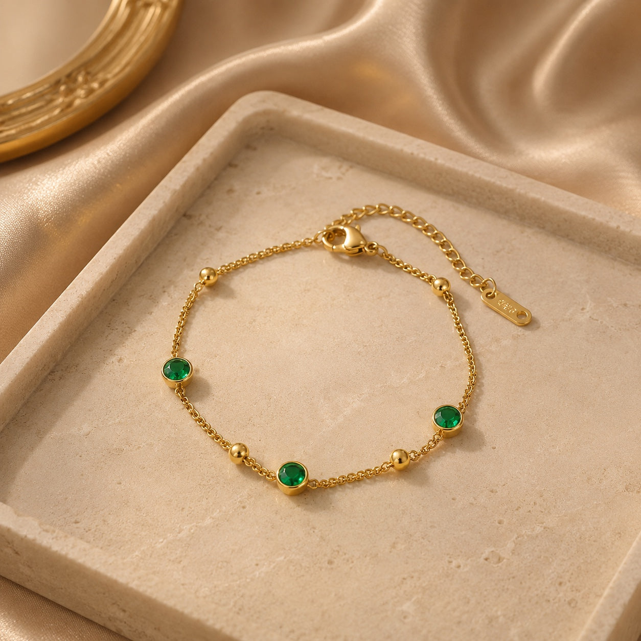 Bracelet Éclat Émeraude Doré