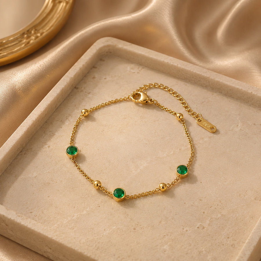 Bracelet Éclat Émeraude Doré