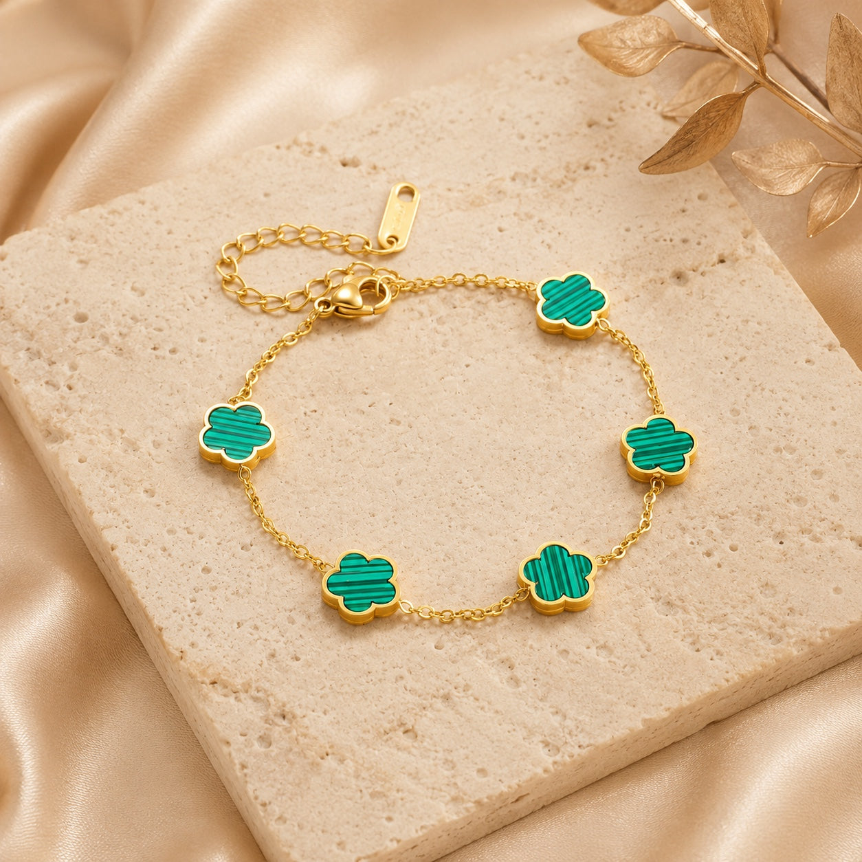 Bracelet Flora Émeraude Doré