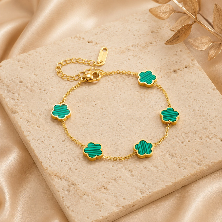 Bracelet Flora Émeraude Doré