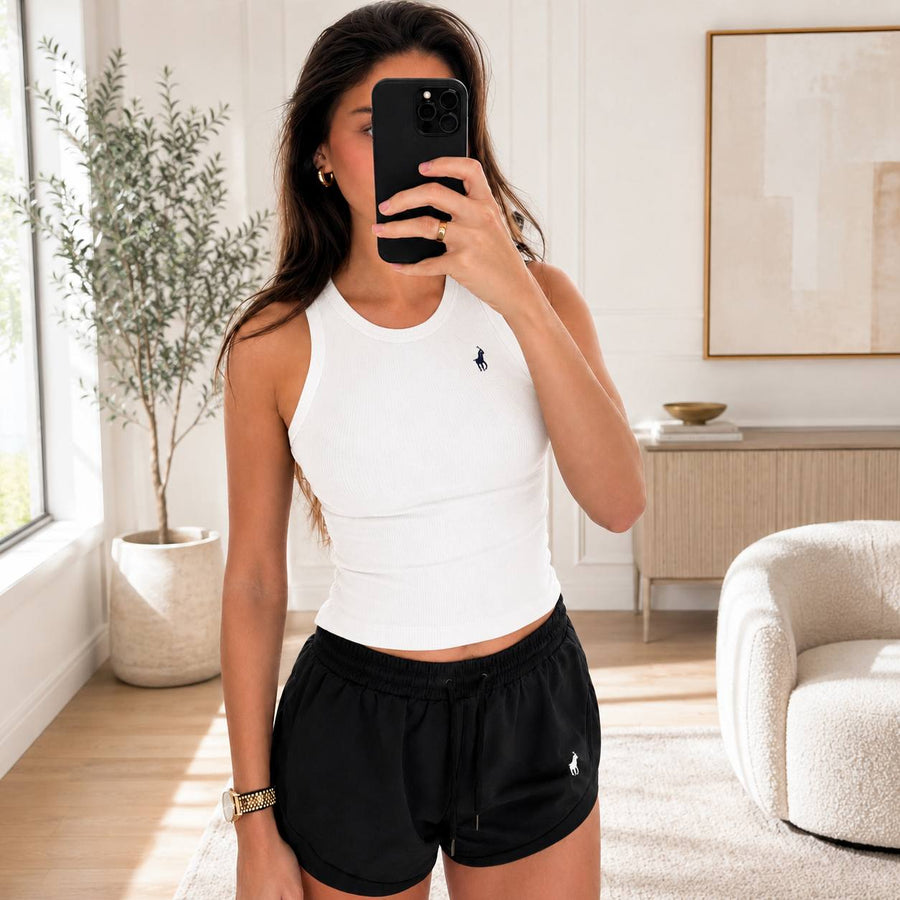 Ensemble Femme Ralph Lauren 2 Pièces – Débardeur Côtelé & Short Taille Élastique