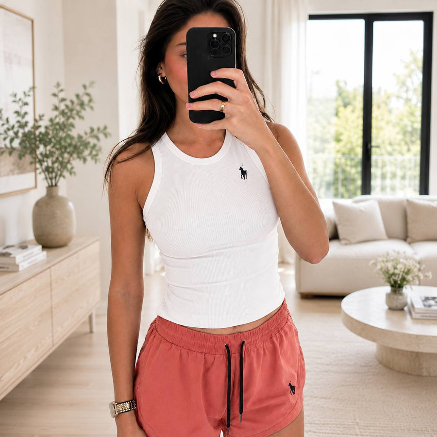 Ensemble Femme Ralph Lauren 2 Pièces – Débardeur Côtelé & Short Taille Élastique